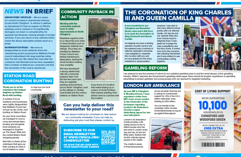 From campaigning for a second entrance at Chingford Station to action street furniture check out the latest Chingford Green Intouch.