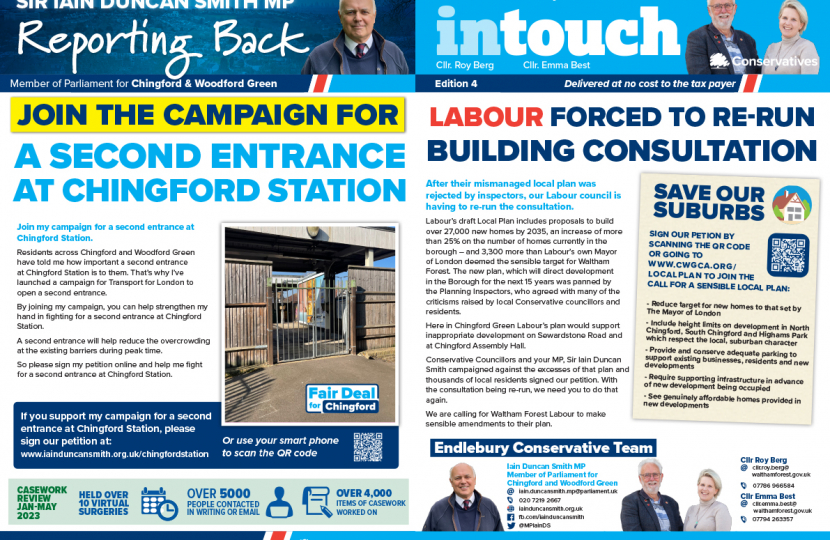 Endlebury news - from campaigning for a new Chingford station entrance to fighting safer roads.