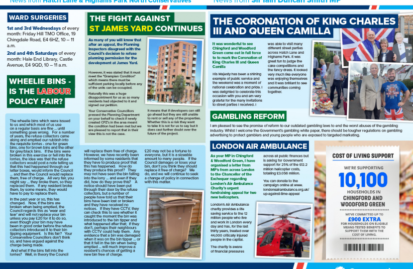 Hatch End and Highams Park North news - £8.4 million for Highams Park and Chingford Mount, the fight against St James Yard and more. All in this month's Intouch 